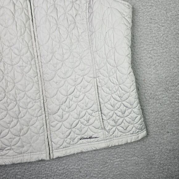 Eddie Bauer Vest Womens Large Silver Lightweight Full Zip Zipper Pockets Quilted - Picture 4 of 13